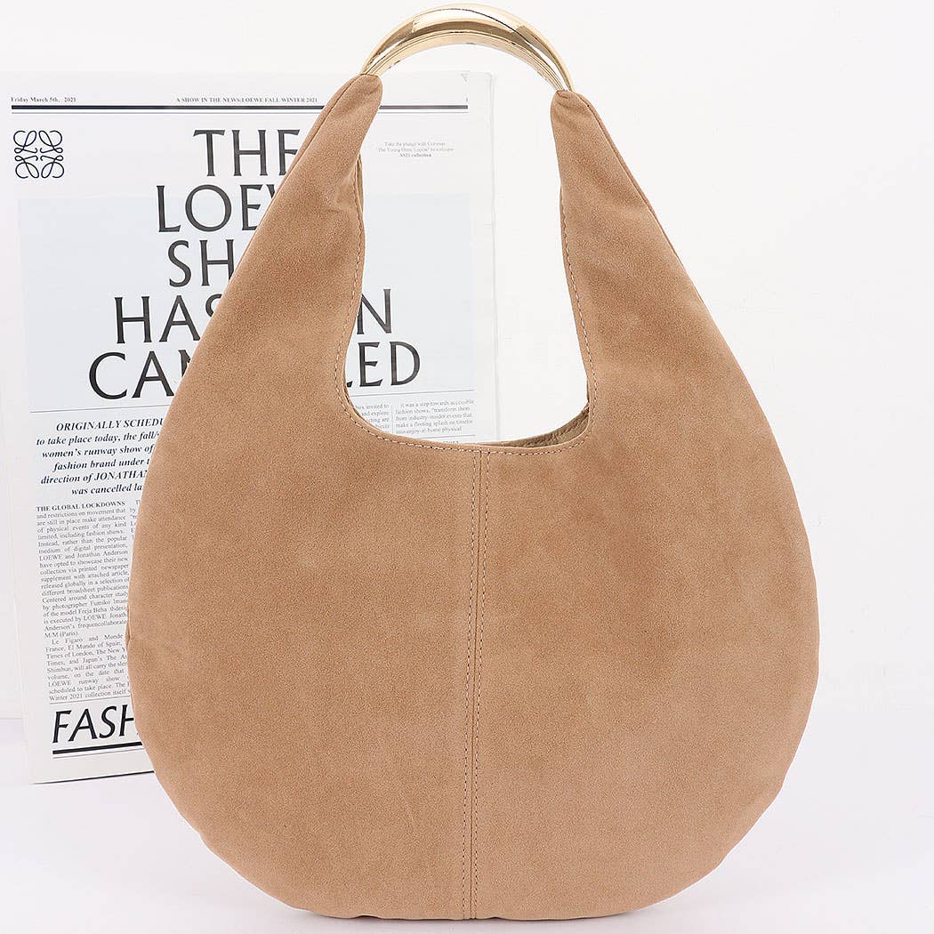 Faux Suede Leather Hobo Bag