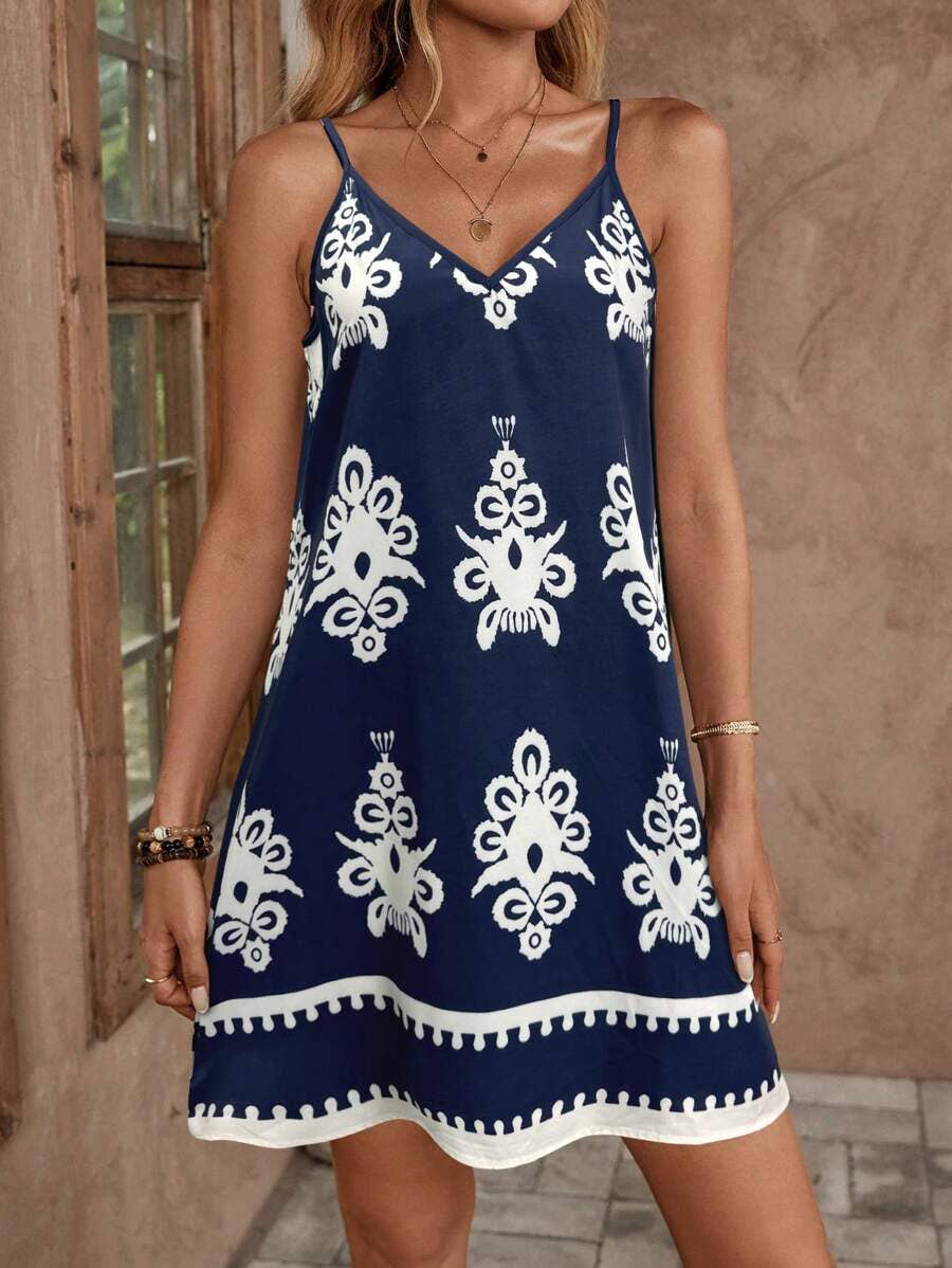 Boho Ethnic Prints Slip Mini Dress