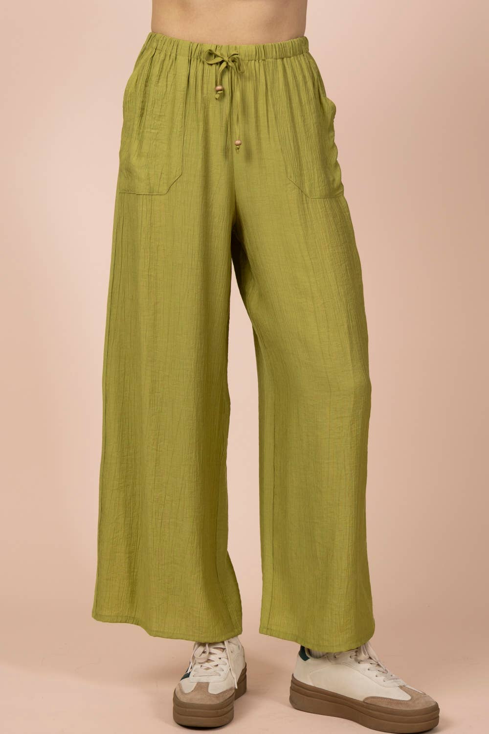 NP71047-Wide Leg Woven Pants