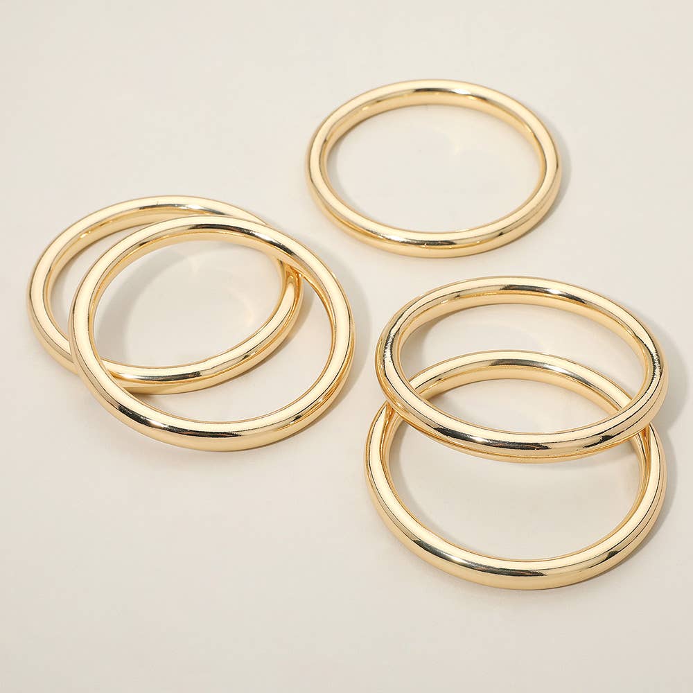 5PCS - Stackable Polished Metal Multi Layered Bangle Bracelets