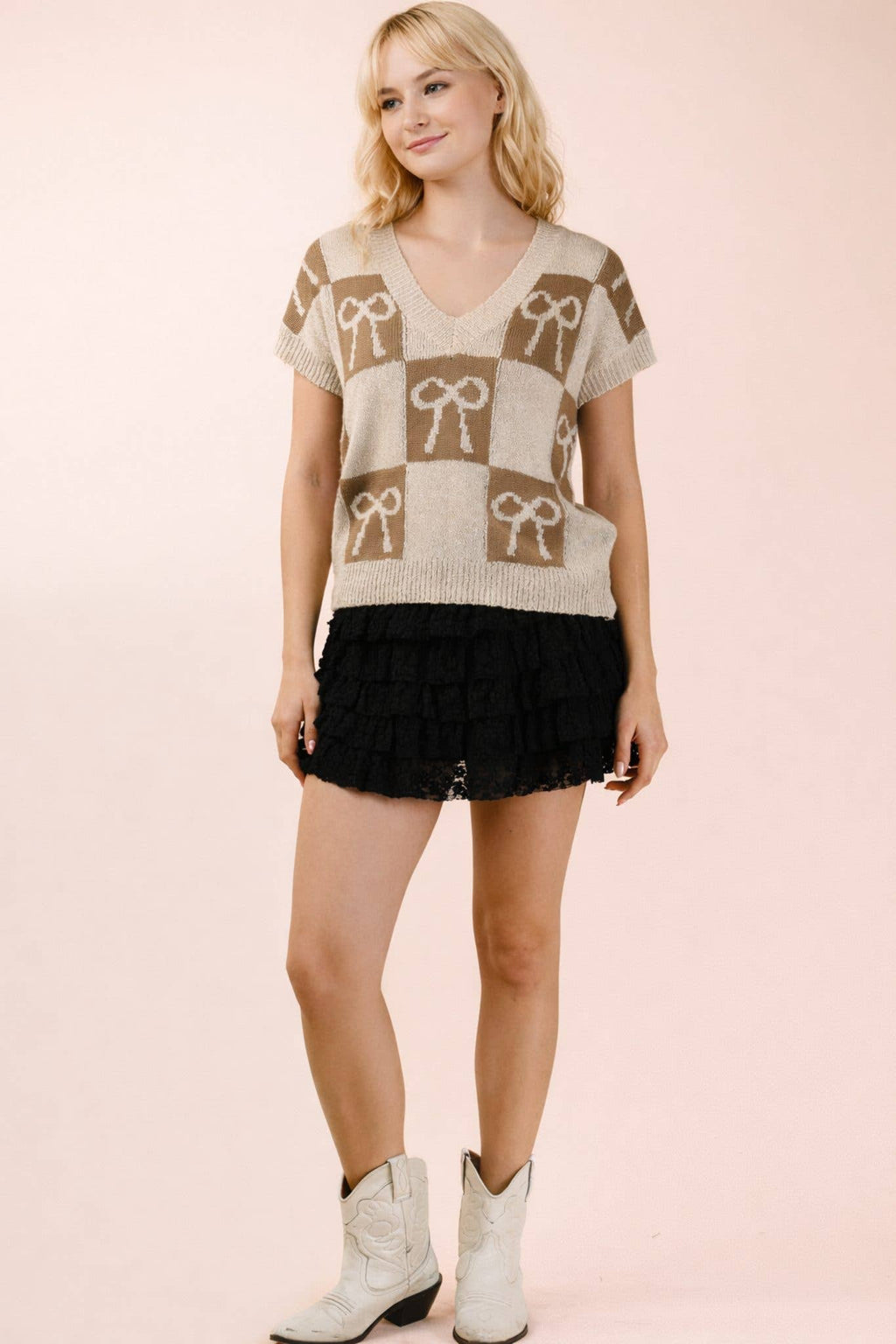 NS50190-Ruffle Layered Lace Mini Skirt W/ Inner Shorts