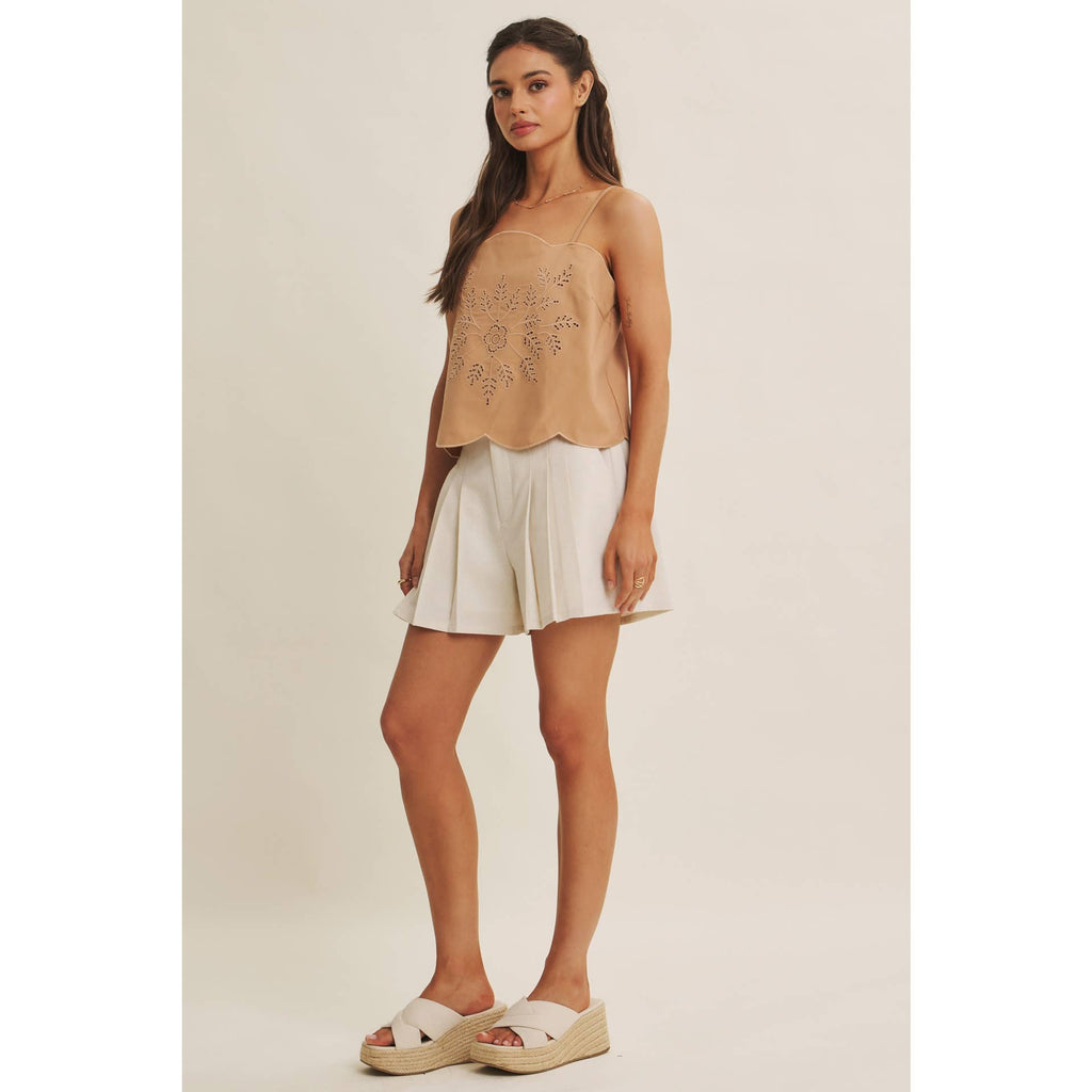 BESTSELLER CUT-OUT EMBROIDERY CAMI TOP WITH SCALLOP HEM