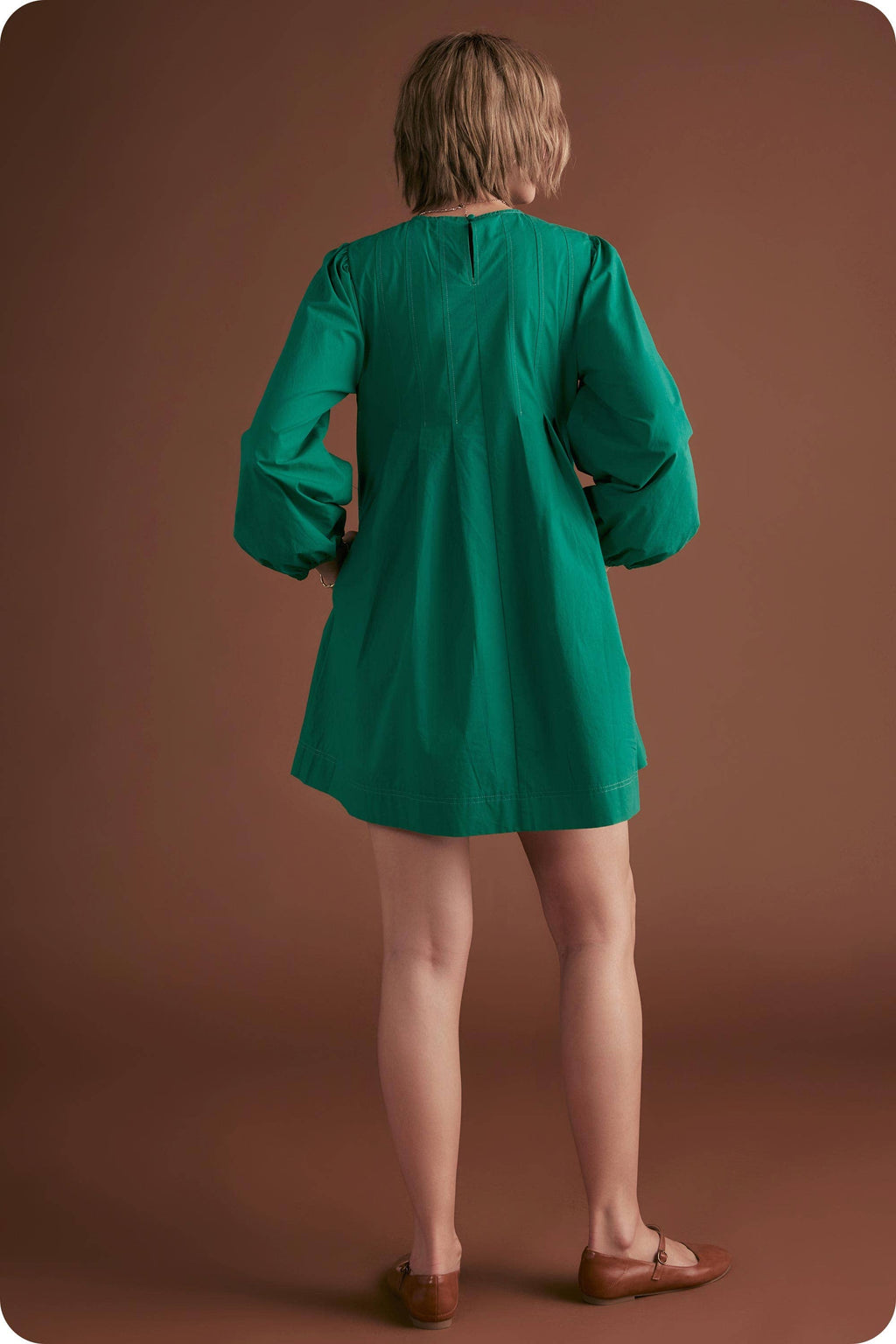 Pintuck Long Sleeve Mini Dress