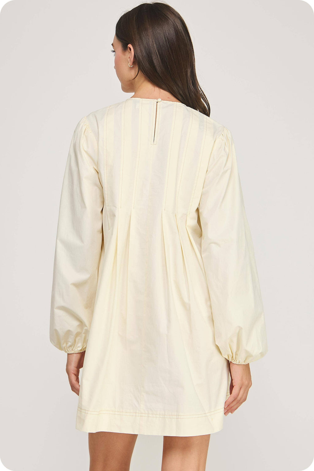 Pintuck Long Sleeve Mini Dress