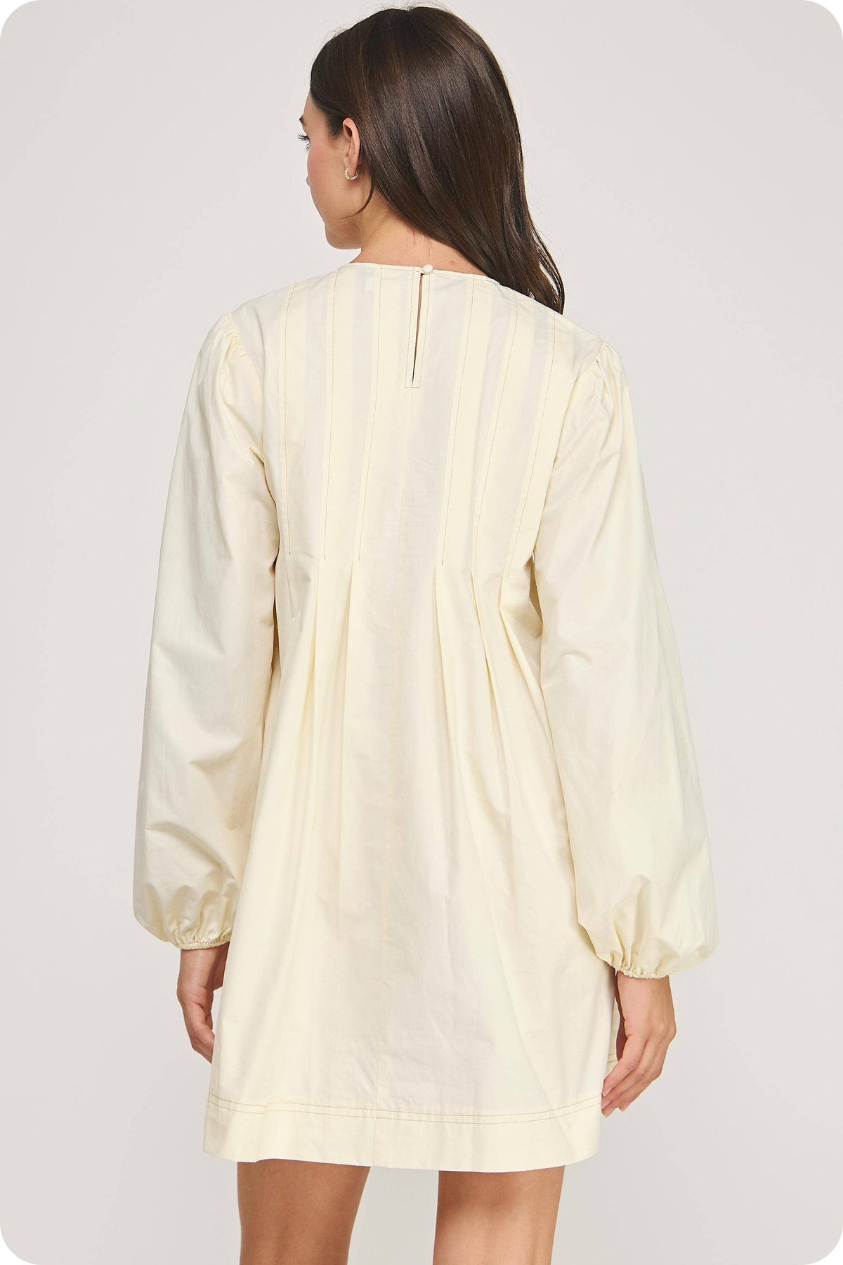 Pintuck Long Sleeve Mini Dress