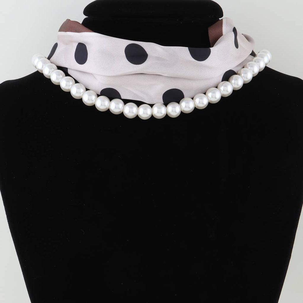 Double Fabric Stone Beaded Choker Necklace