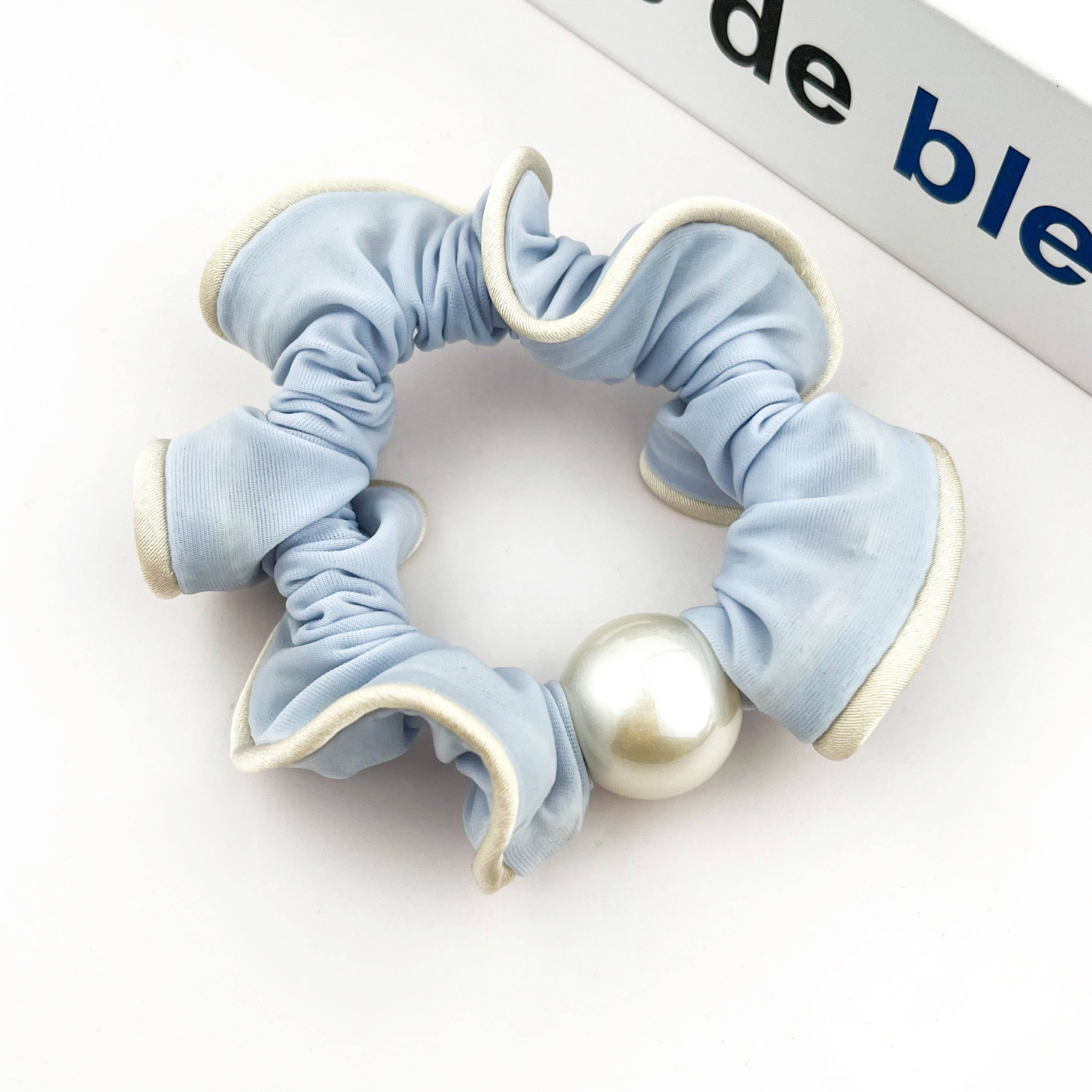 Sweet Pearl Sky Blue Hair Tie, Elegant Ponytail Holder