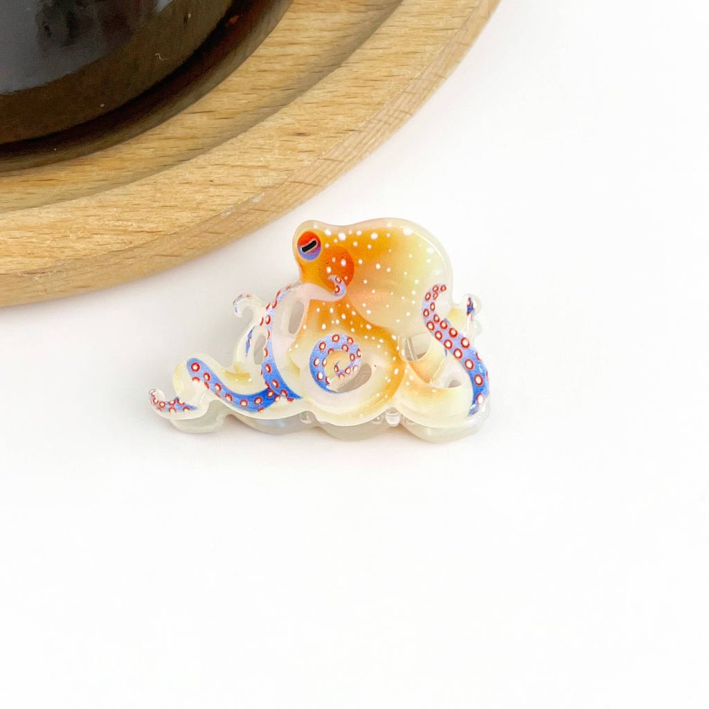 Blue Ring Octopus Hair Claw Clip, Ocean-Inspired Hair Clip