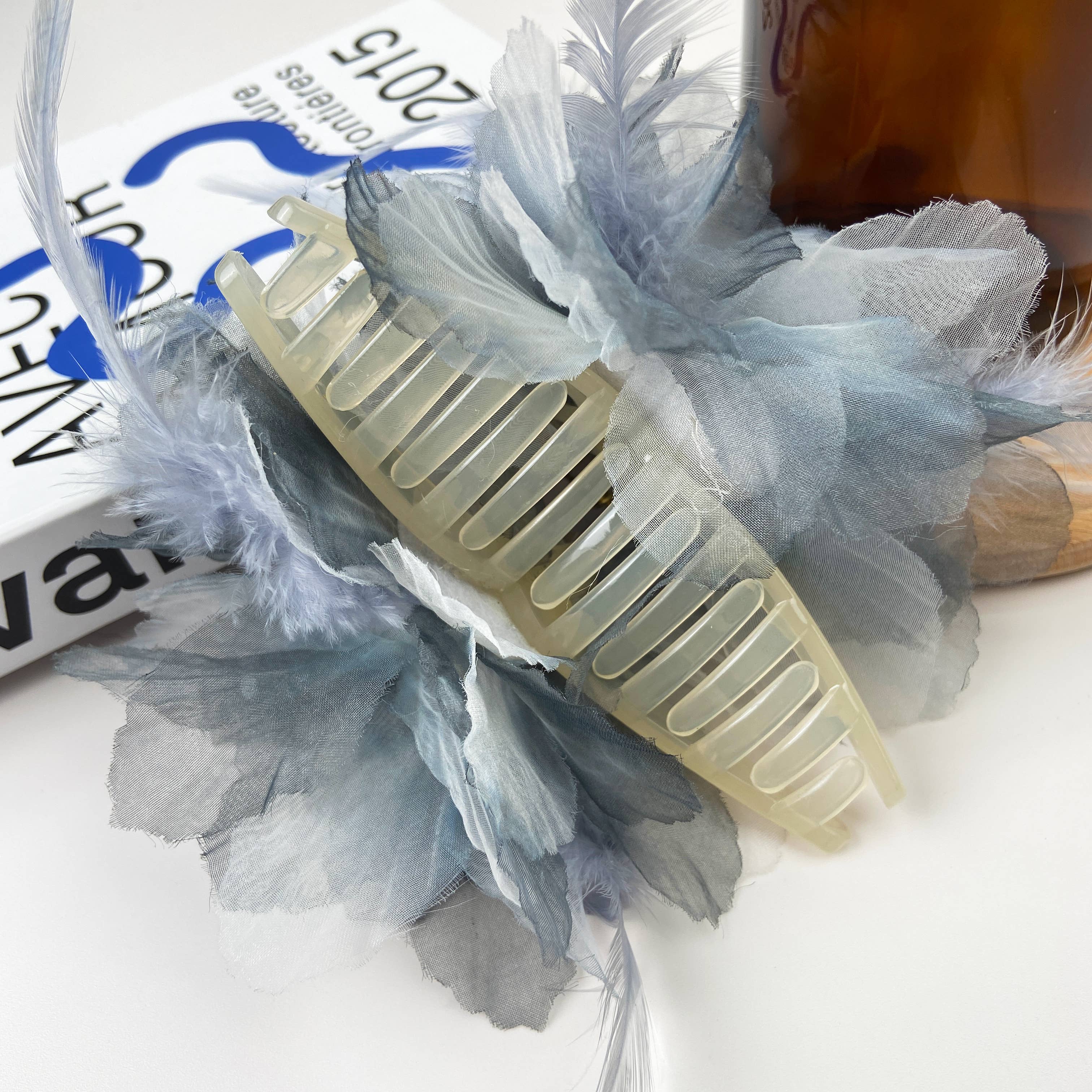 Pearl Feather Flower Hair Clip
