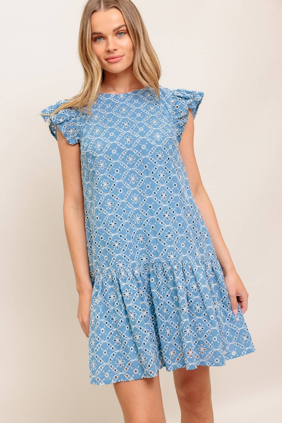 A woven eyelet babydoll dress - ID22788