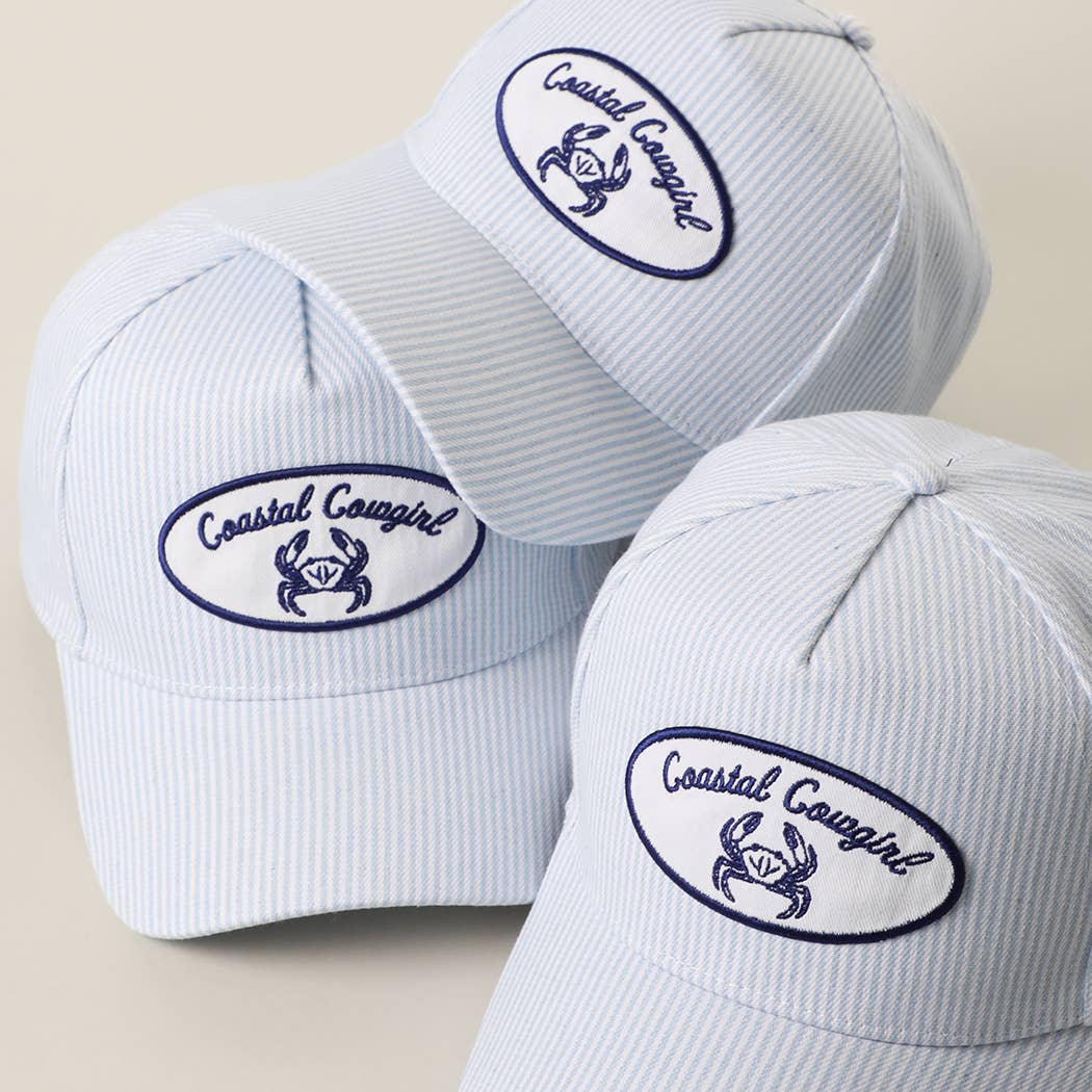 Coastal Cowgirl Crab Patch Seersucker Stripe Trucker Hat