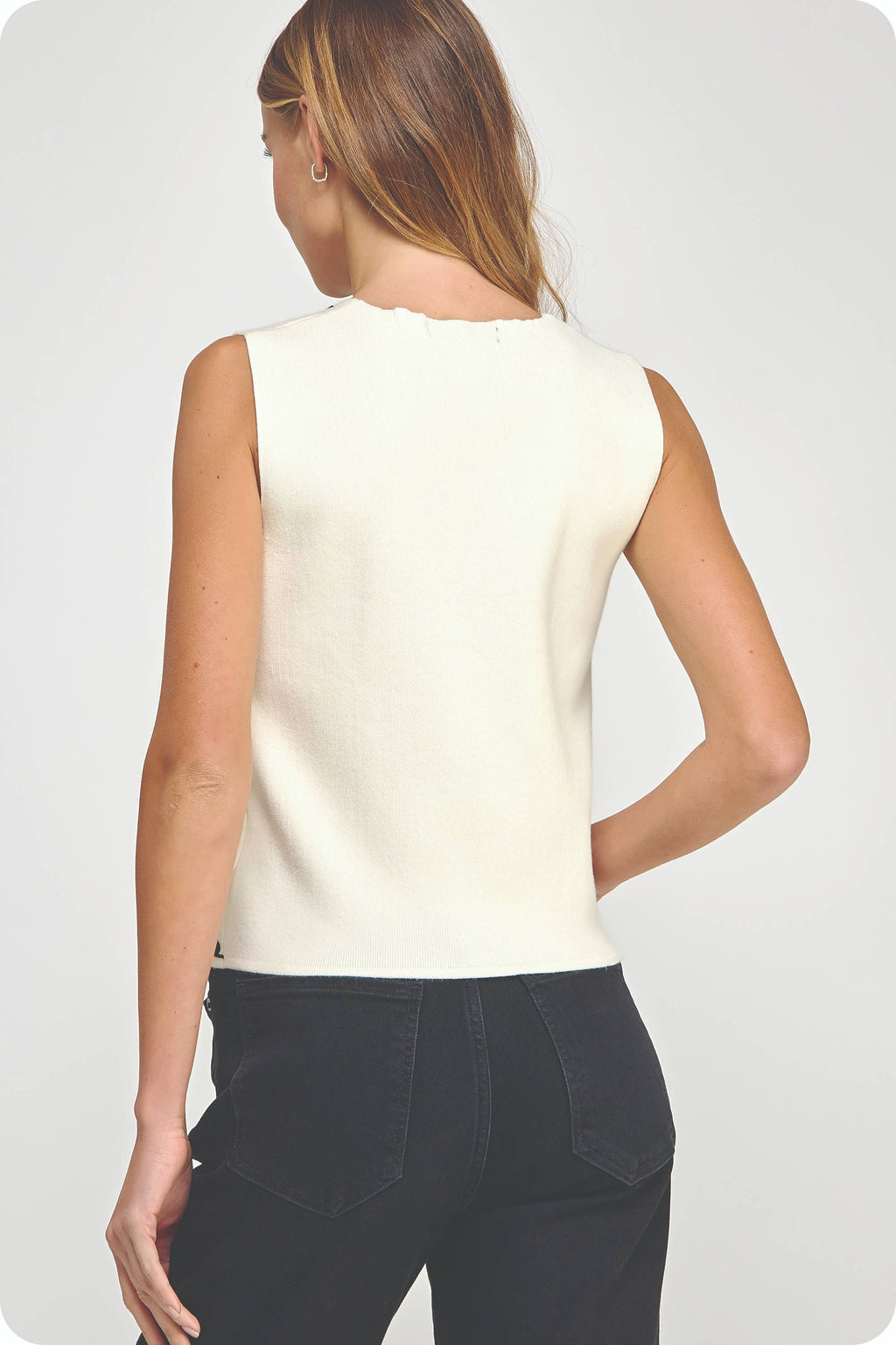 Embroidered Sleeveless Knitted Vest Top