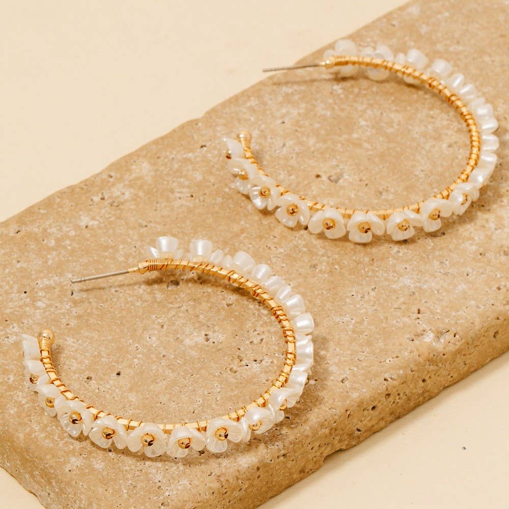 Iridescent Flowers Row Hoop Earrings