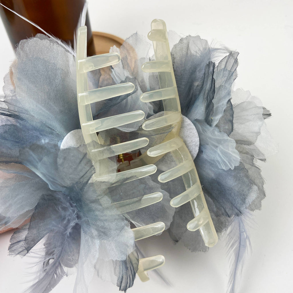 Pearl Feather Flower Hair Clip