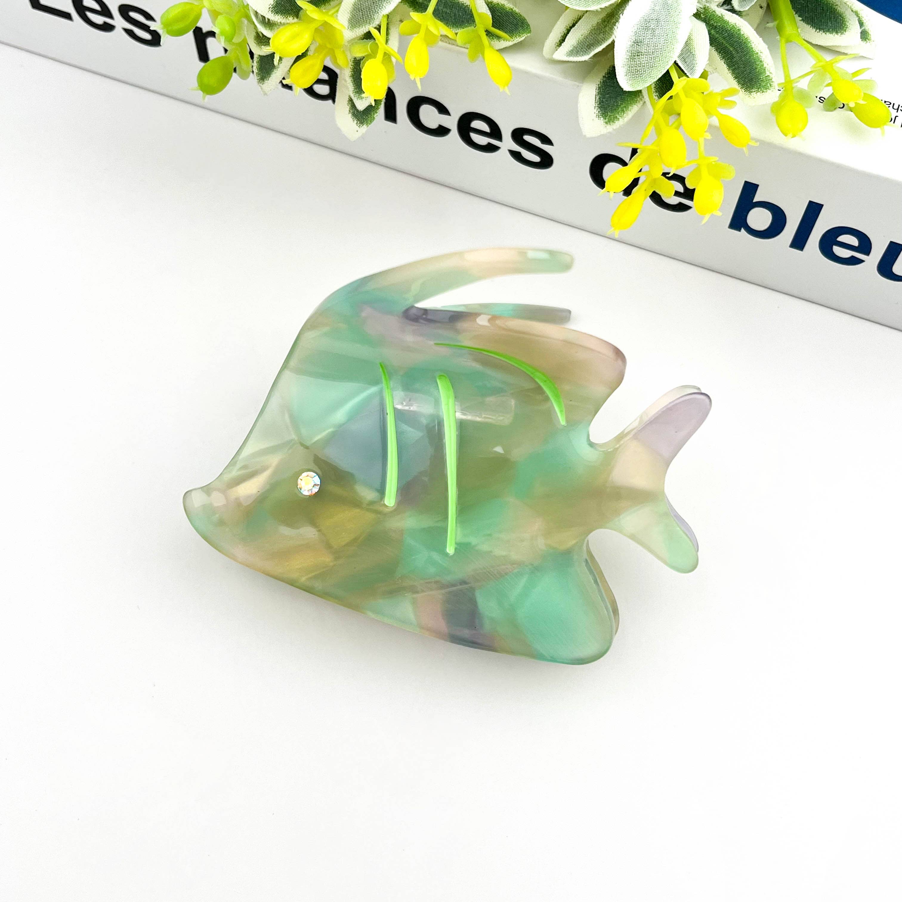 Ocean-Inspired Acetate Claw Clip, Crab & Fish Hair Clip