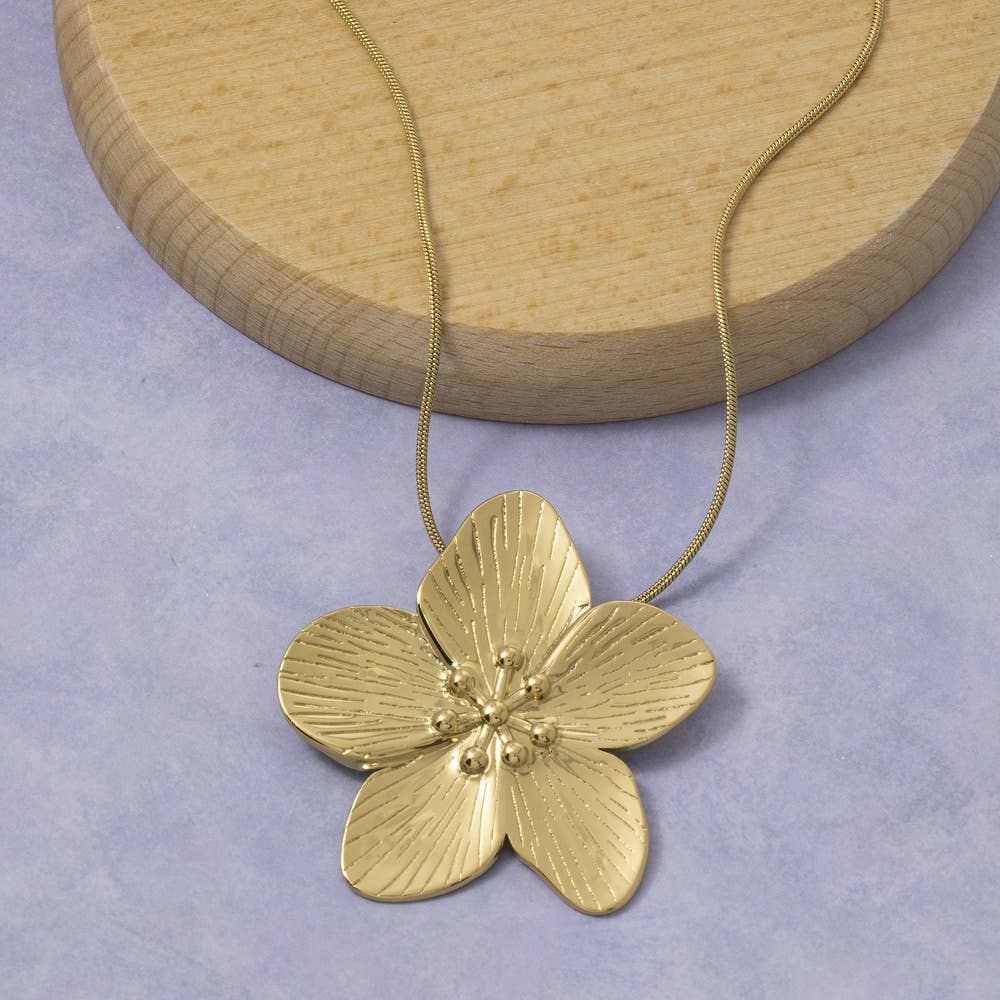 Plumeria Flower Beaded Center Pendant Necklace