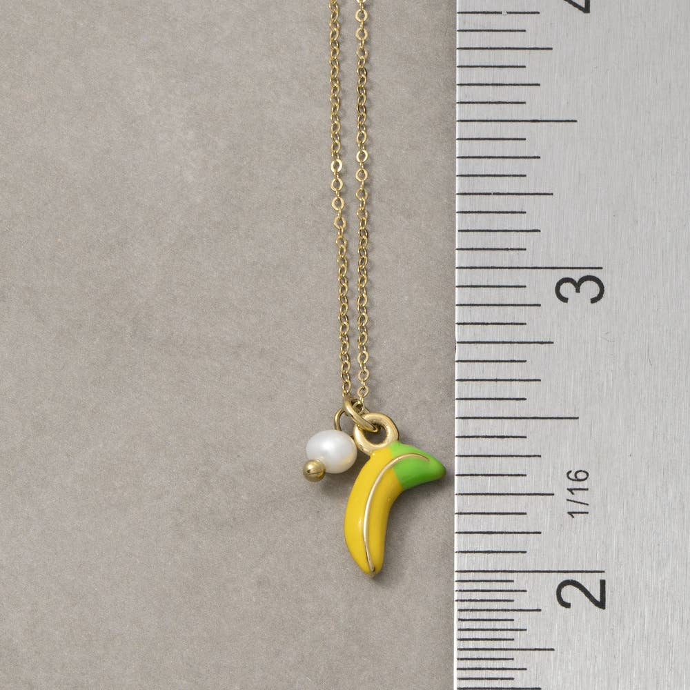 Stainless Steel Banana Pearl Pendant Necklace