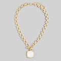 Faceted Square Stone Pendant Necklace Set