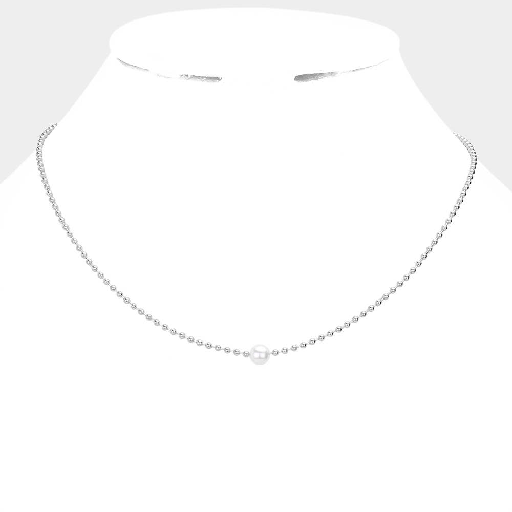 Pearl Accented Metal Ball Necklace