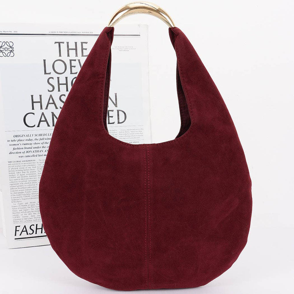Faux Suede Leather Hobo Bag