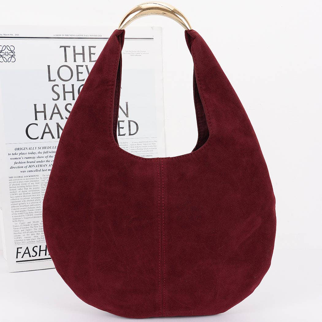 Faux Suede Leather Hobo Bag