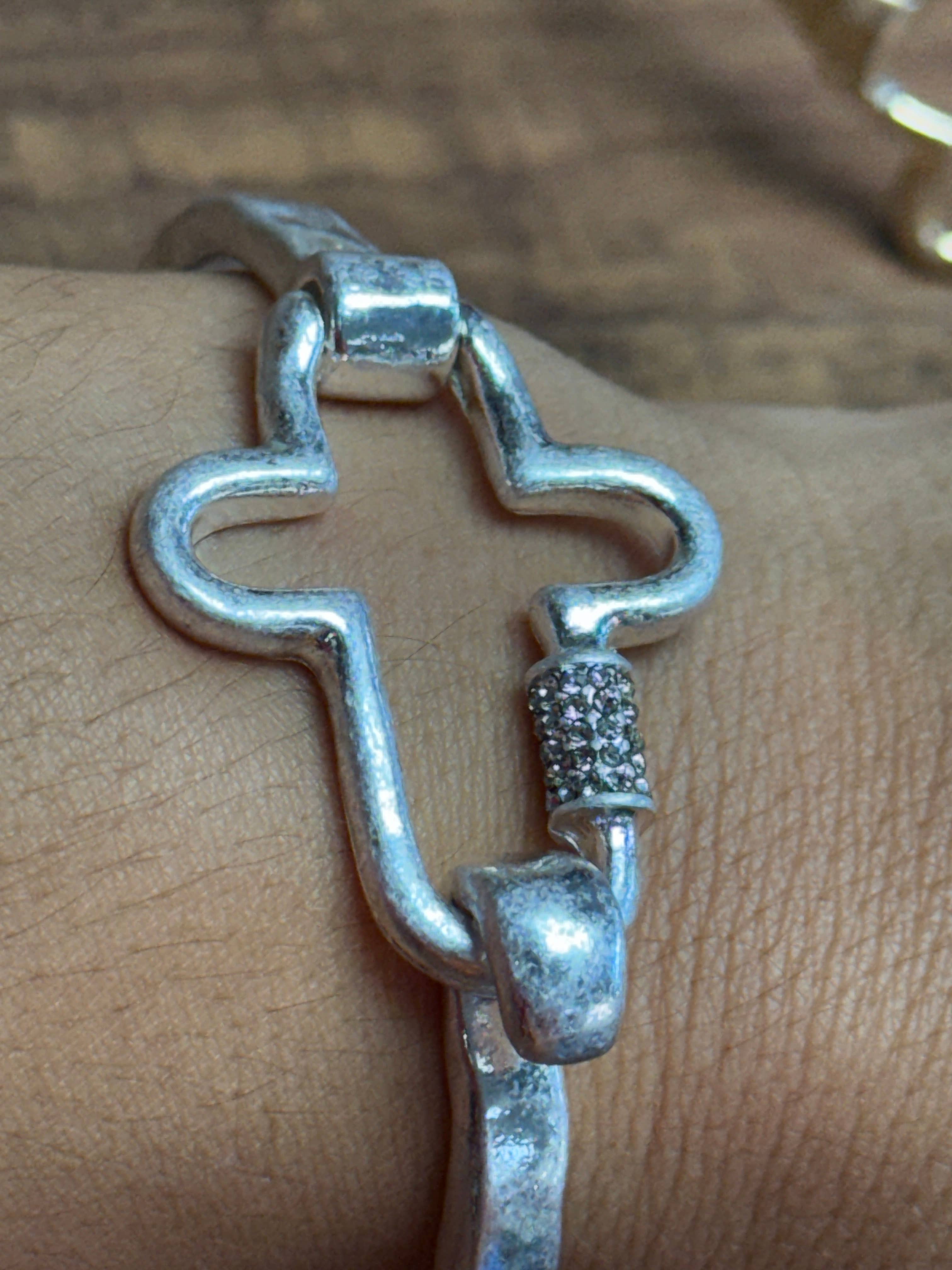 NEW! Gorgeous BLING Cross Cuff Bracelet- Silver or Gold