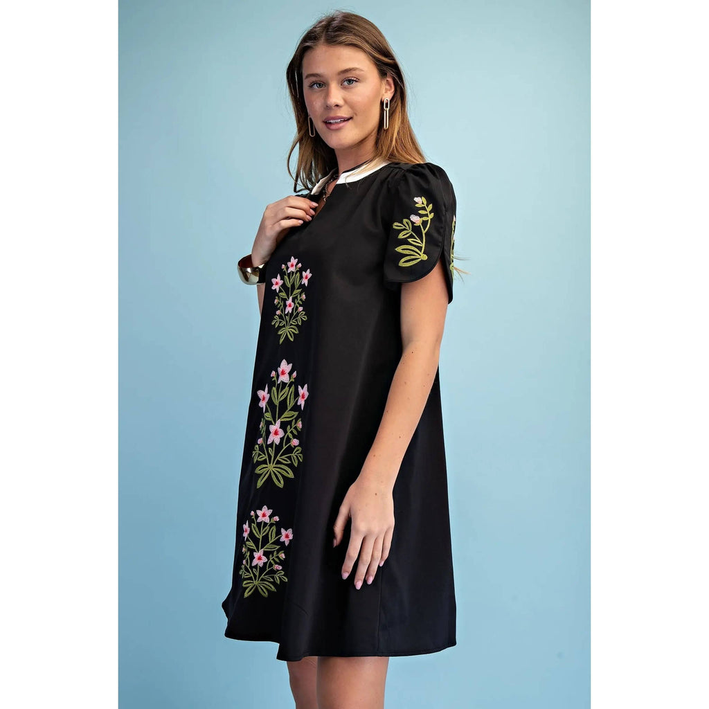 NEW Floral Embroidered V-Neck Dress