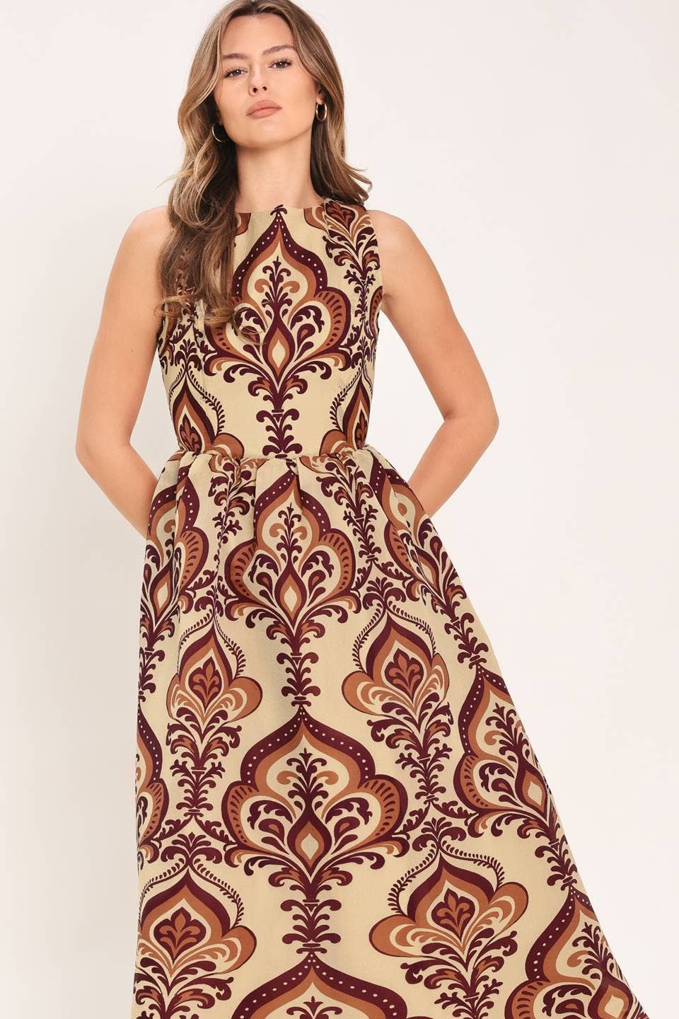 A printed woven midi dress - ID24087