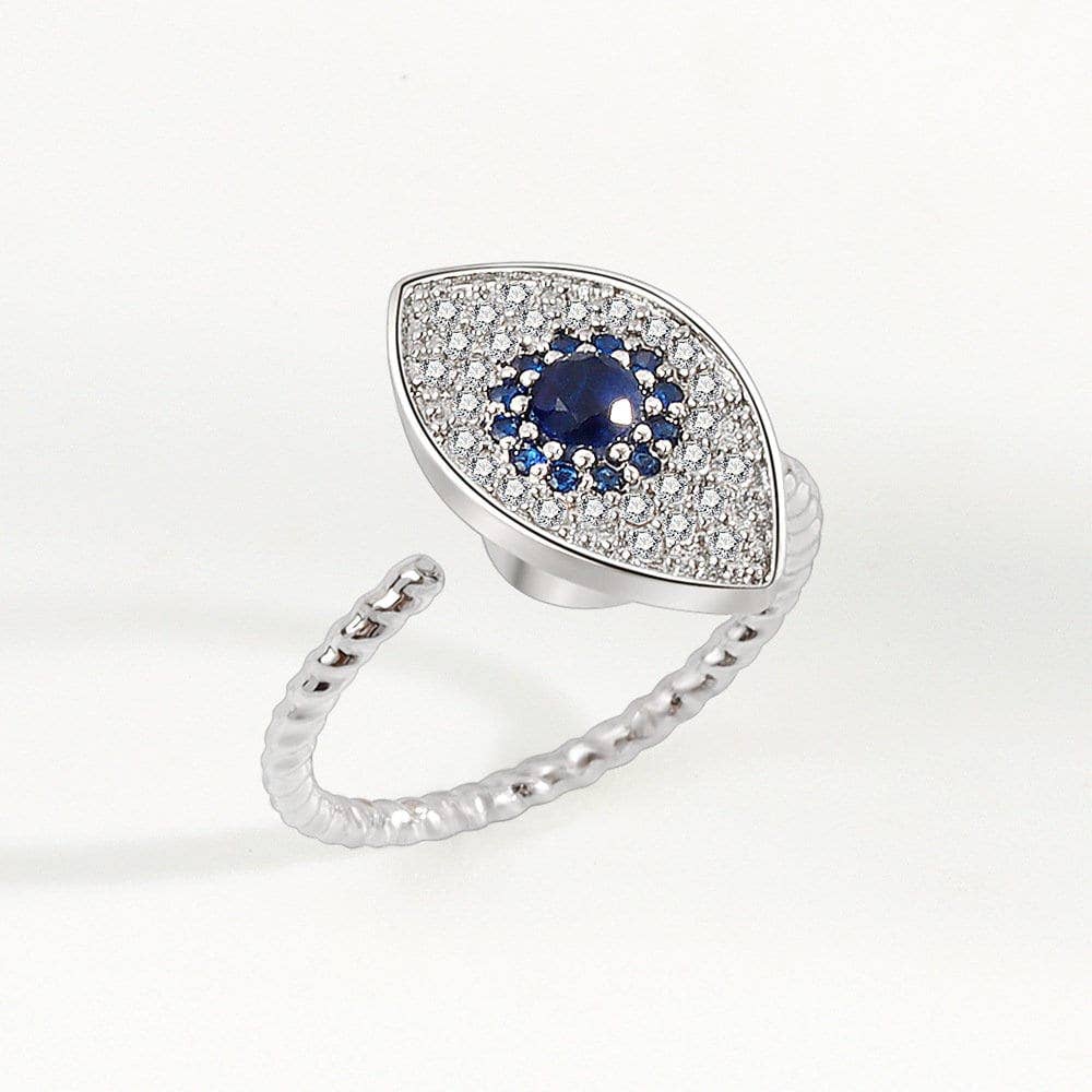 Evil Eye Anxiety Fidget Spinner Ring in 925 Sterling Silver