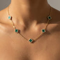 Cubic Zirconia Station Clover Chain Necklace