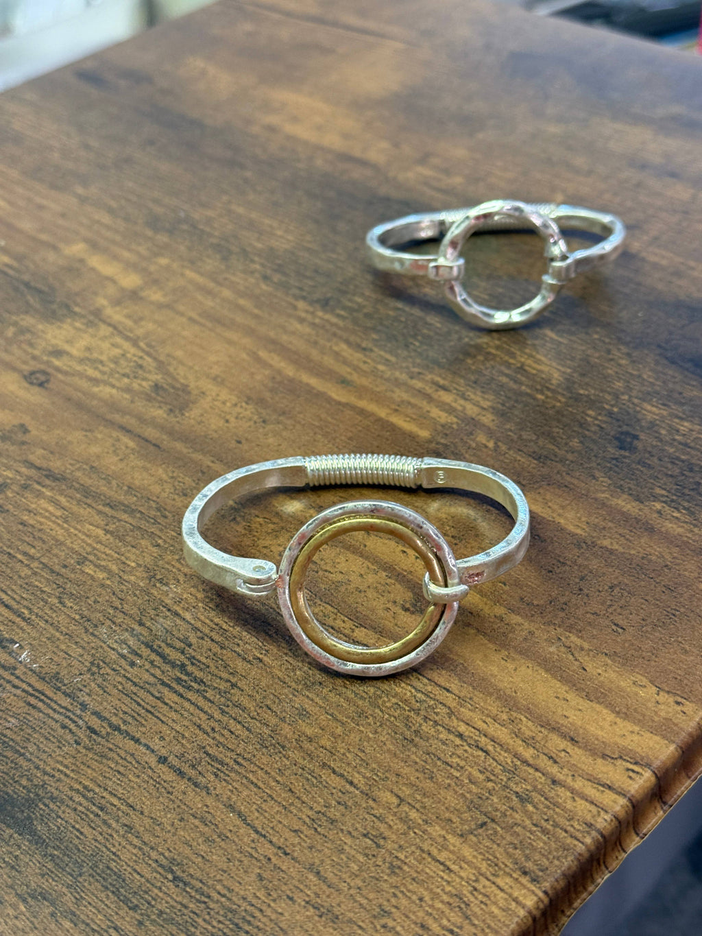 Two Tone Hammered Full Circle Cuff