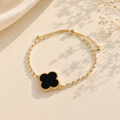Mother of Pearl Clover Charm with Rice Bead Chain Bracelet