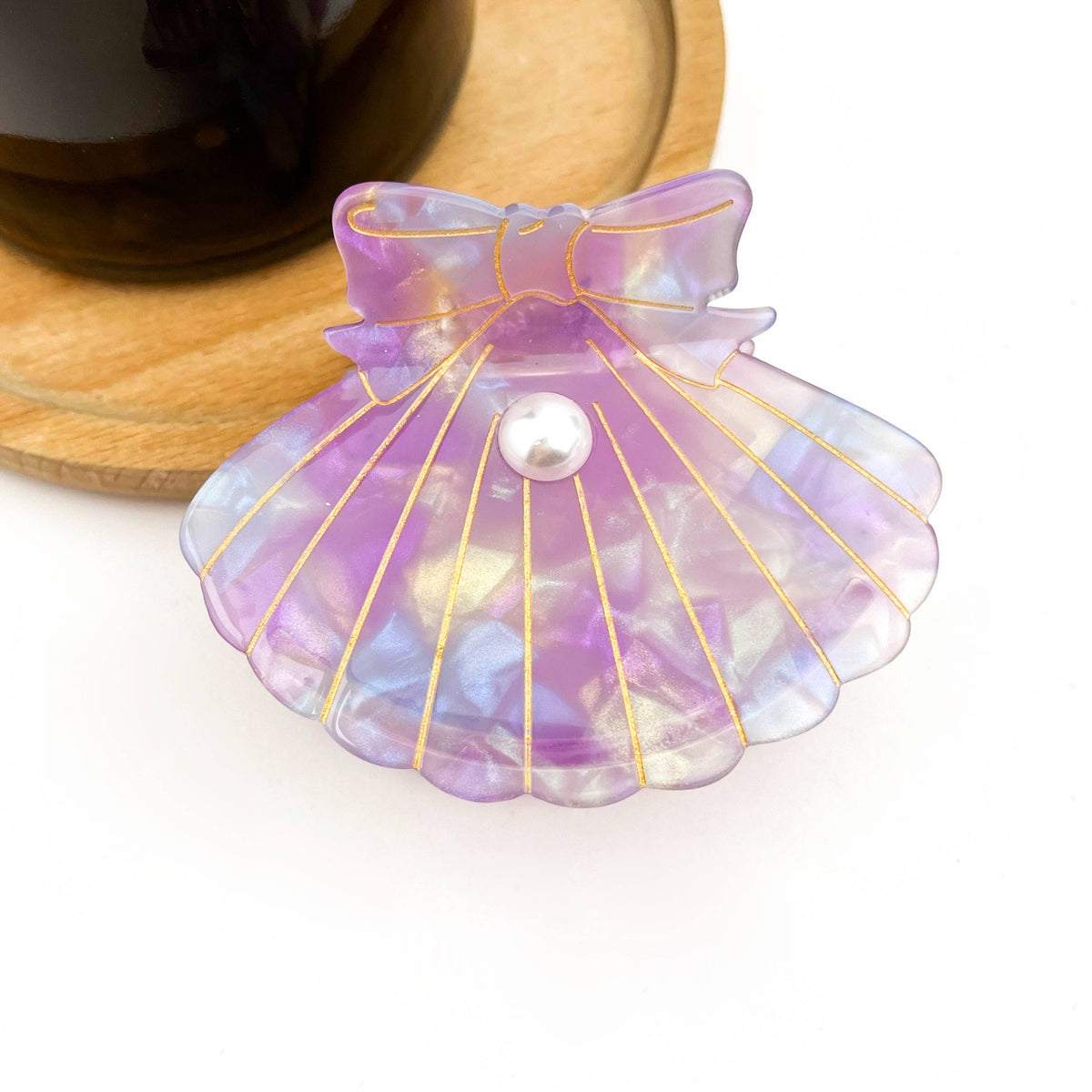 Purple Seashell Hair Claw Clip, Acetate Hair Clip