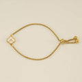 Initial Letter Four Leaf Clover Bracelet in Stainless Steel