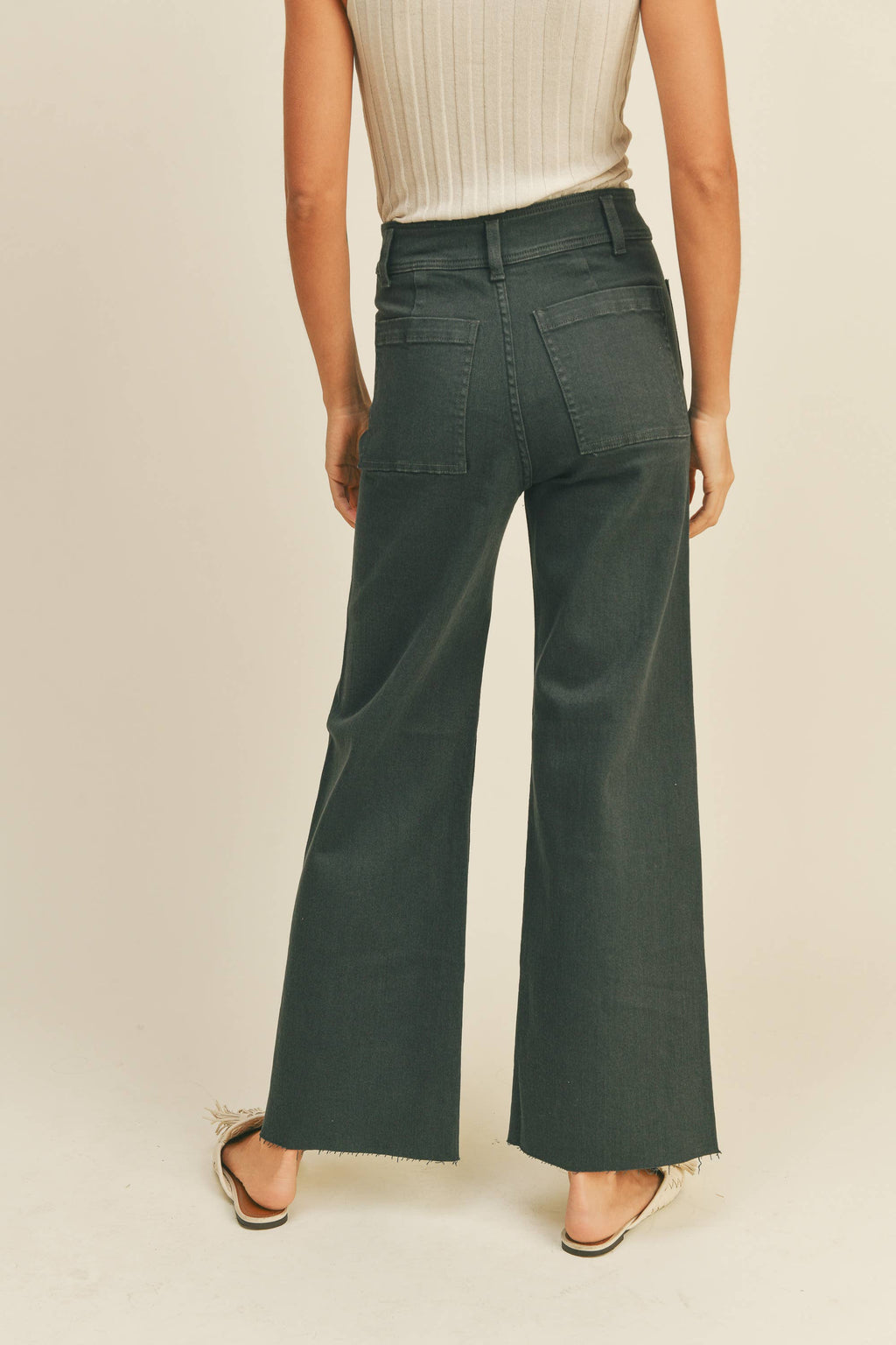 MMP1913   STRAIGHT WIDE LEG PANTS WITH FRONT POCKET