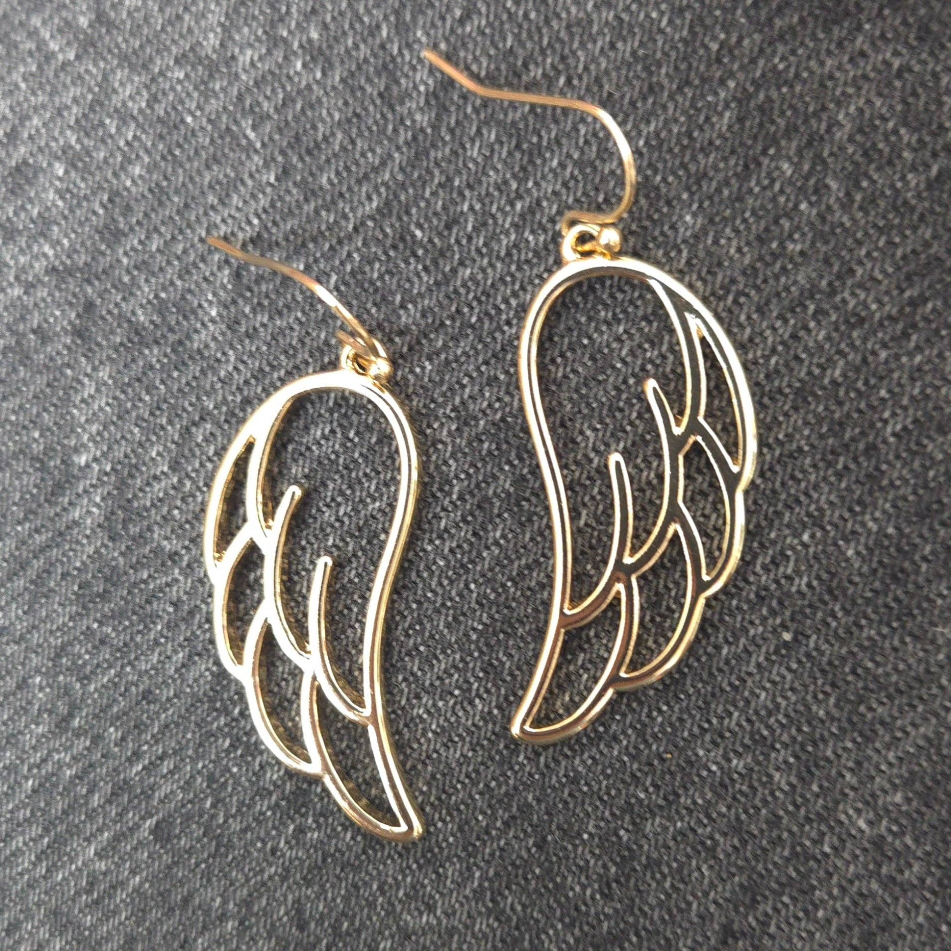 E0988|  Metal Outlined Angel Wing Shape Drop Dangle Hook earrings|AE5026