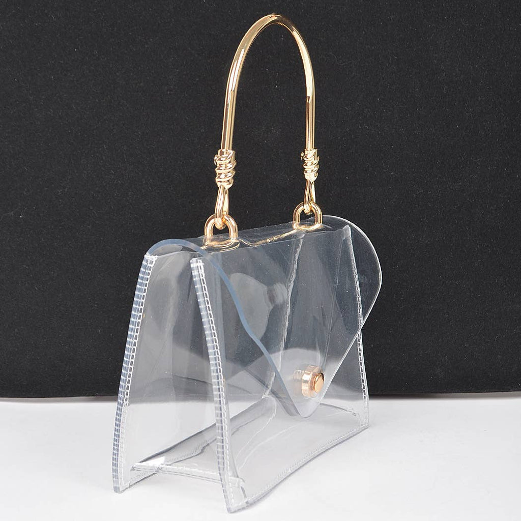Transparent Metal Handle Flap Clutch