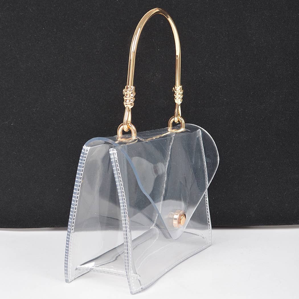 Transparent Metal Handle Flap Clutch