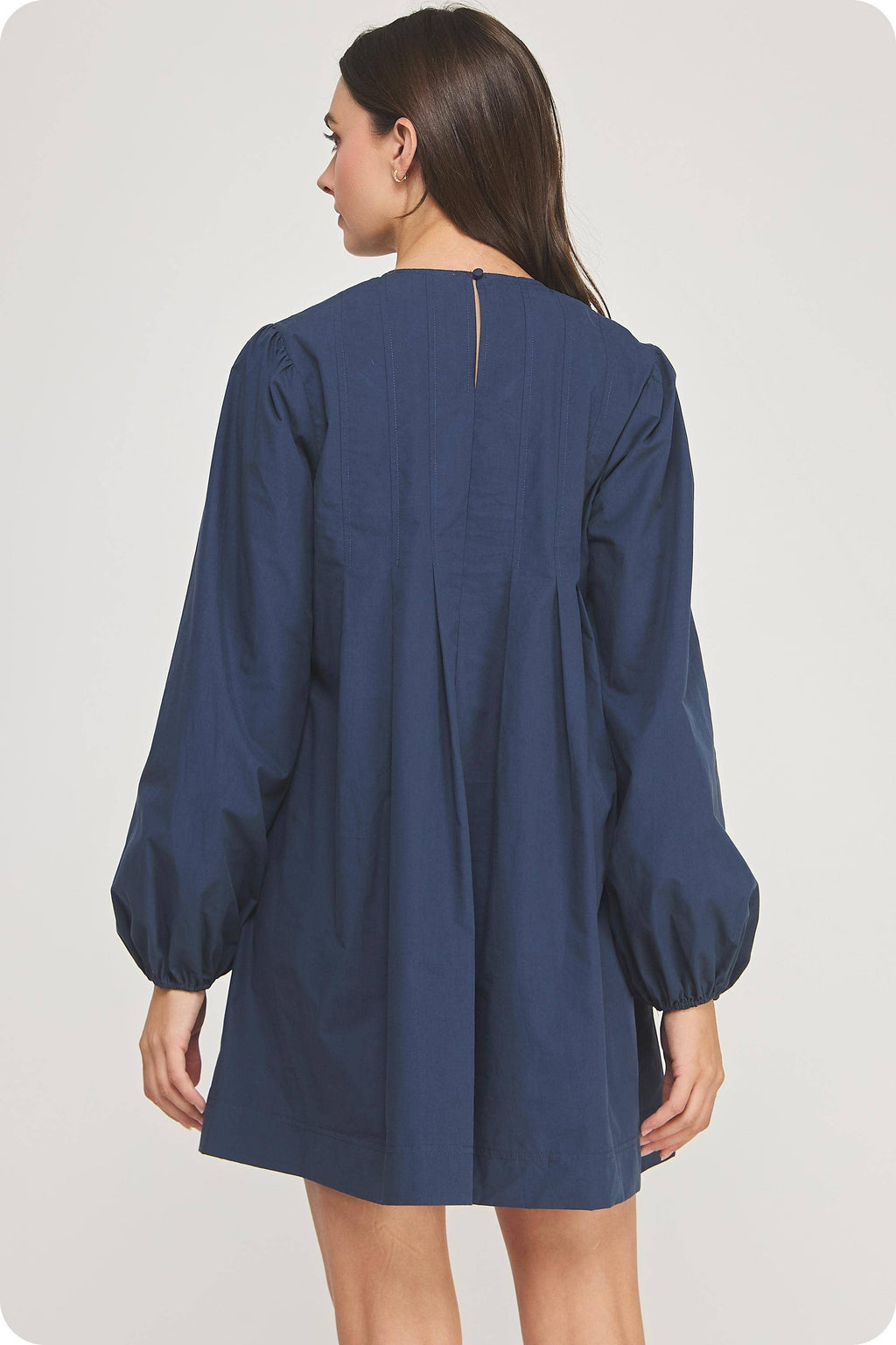 Pintuck Long Sleeve Mini Dress