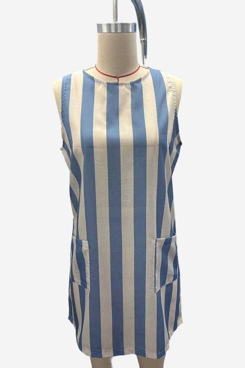Striped Sleeveless Casual Shift Dress