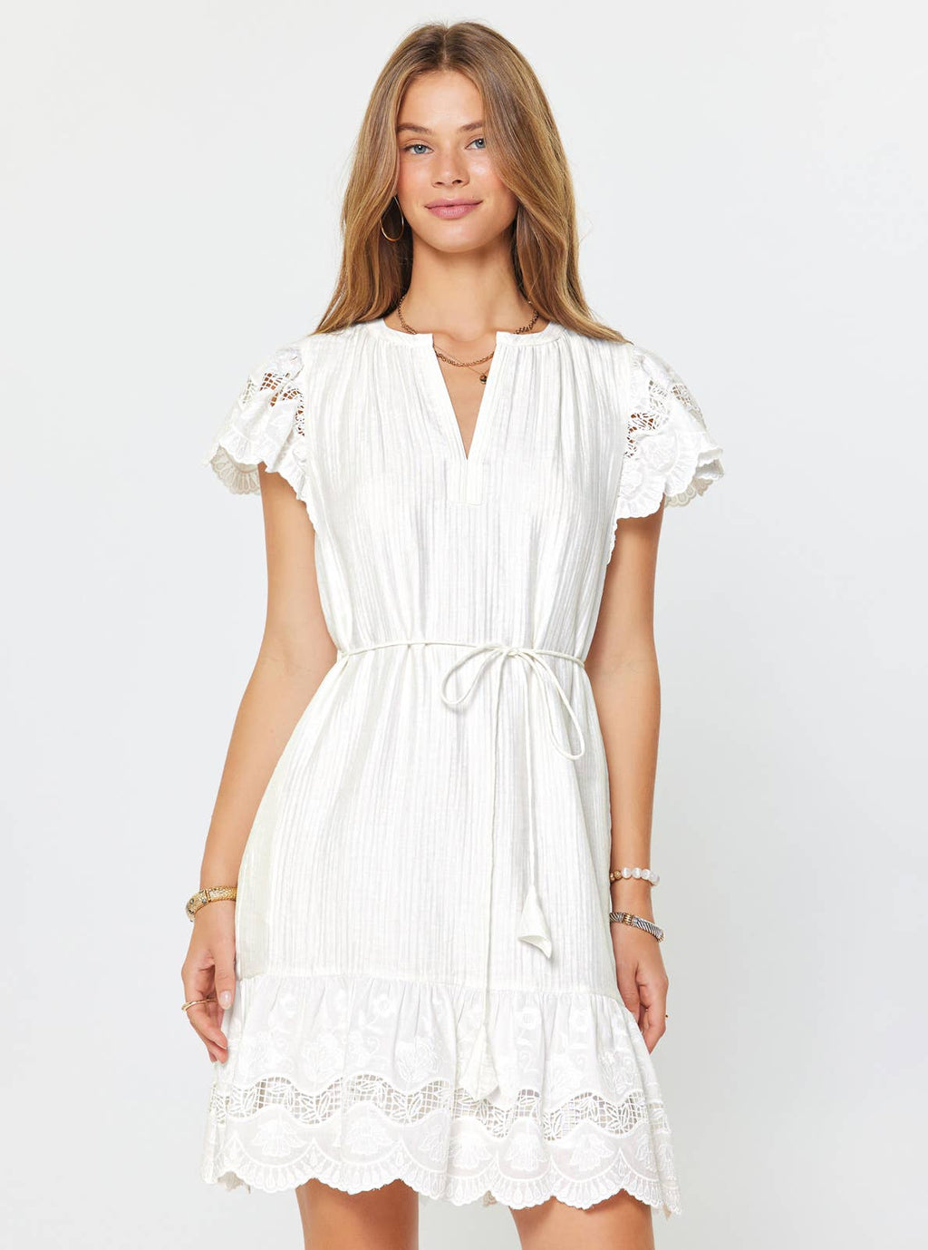 Crinkle Textured Lace Mini Dress
