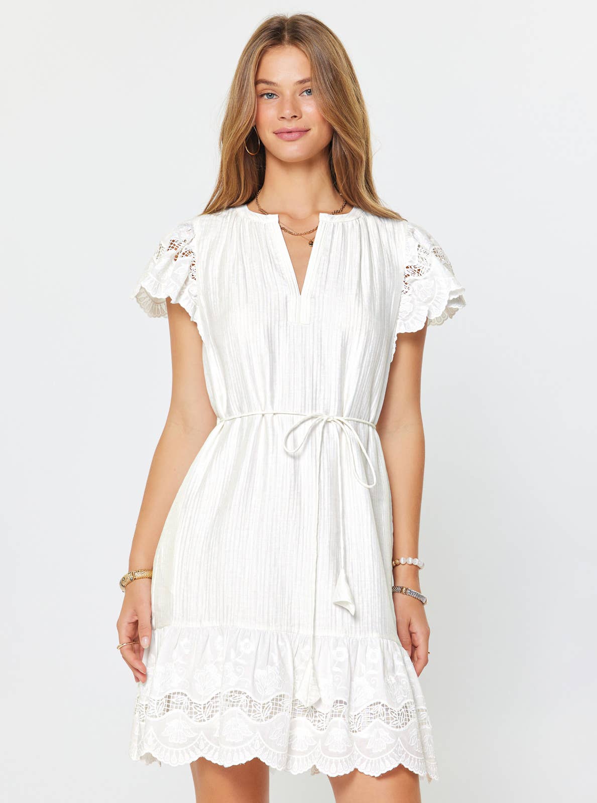 Crinkle Textured Lace Mini Dress