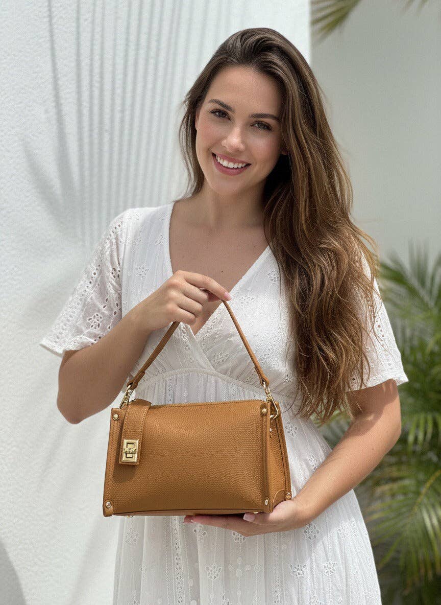 Genuine Leather Boxy Crossbody Bag, Made in Italy, art. 112759