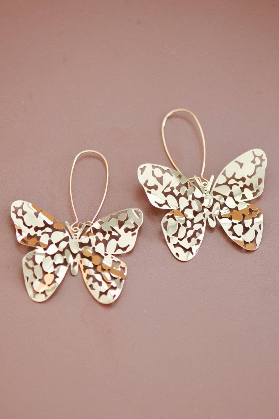 Butterfly Gold Drop Earrings - 7417