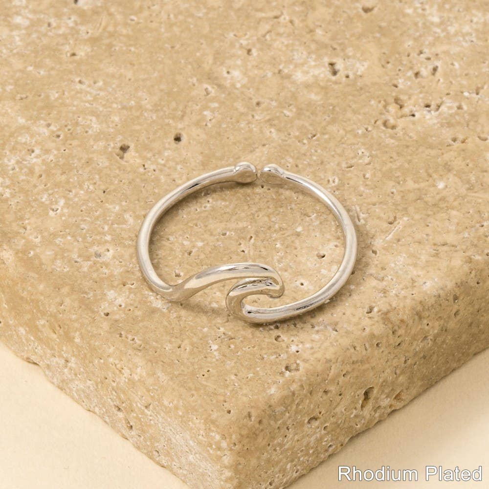 Gold Dipped Wave Cutout Adjustable Ring