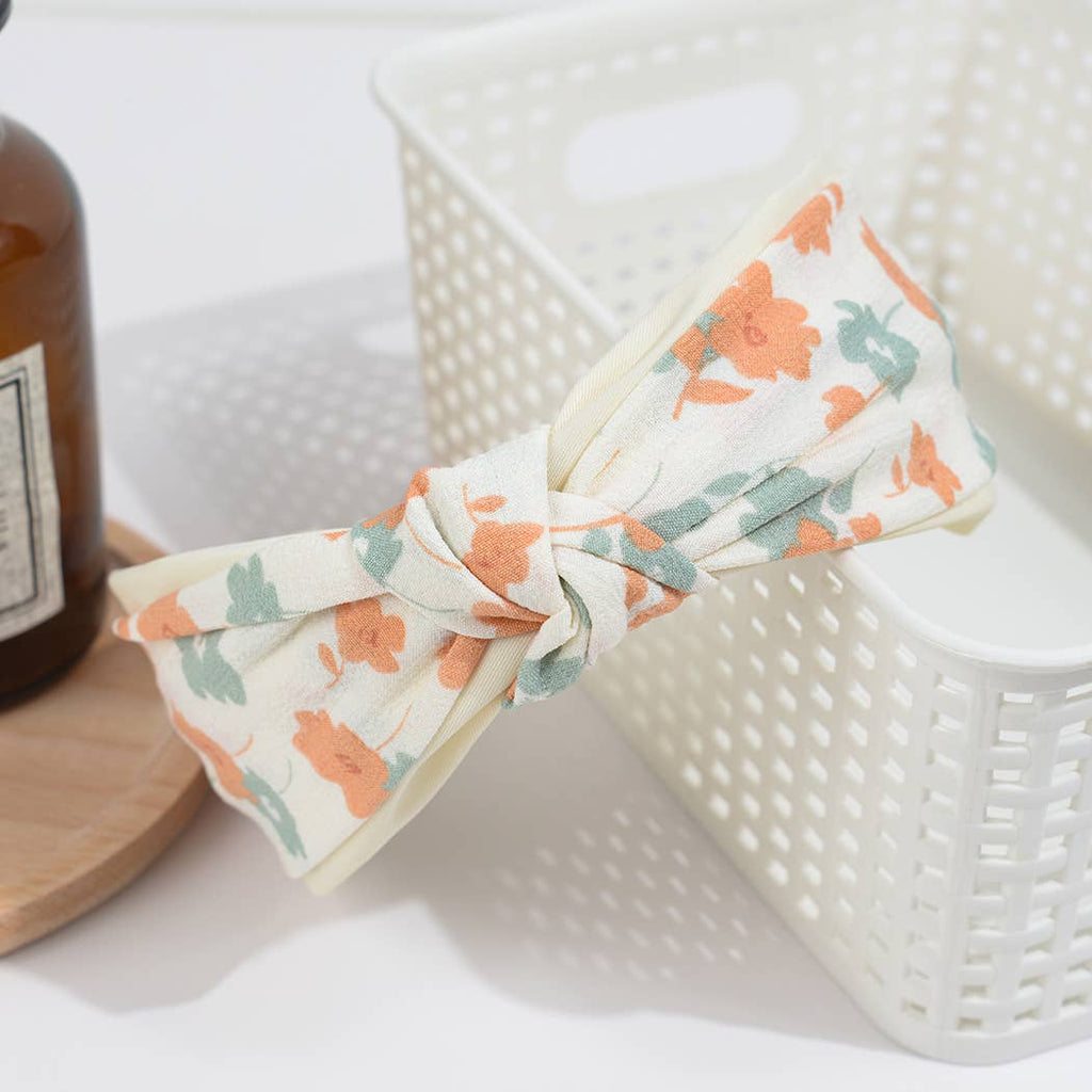 Floral Cross Knotted Headband