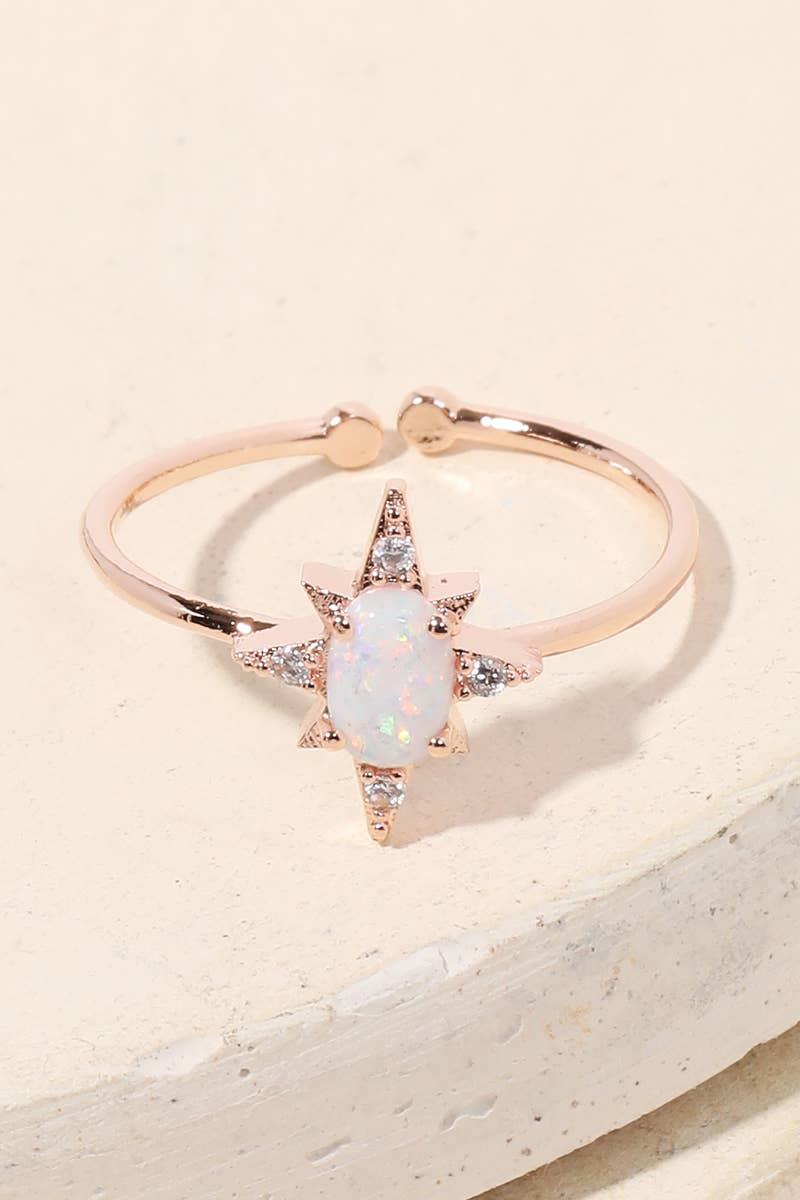 Gold Dipped Opal Star Adjustable Fashion Ring