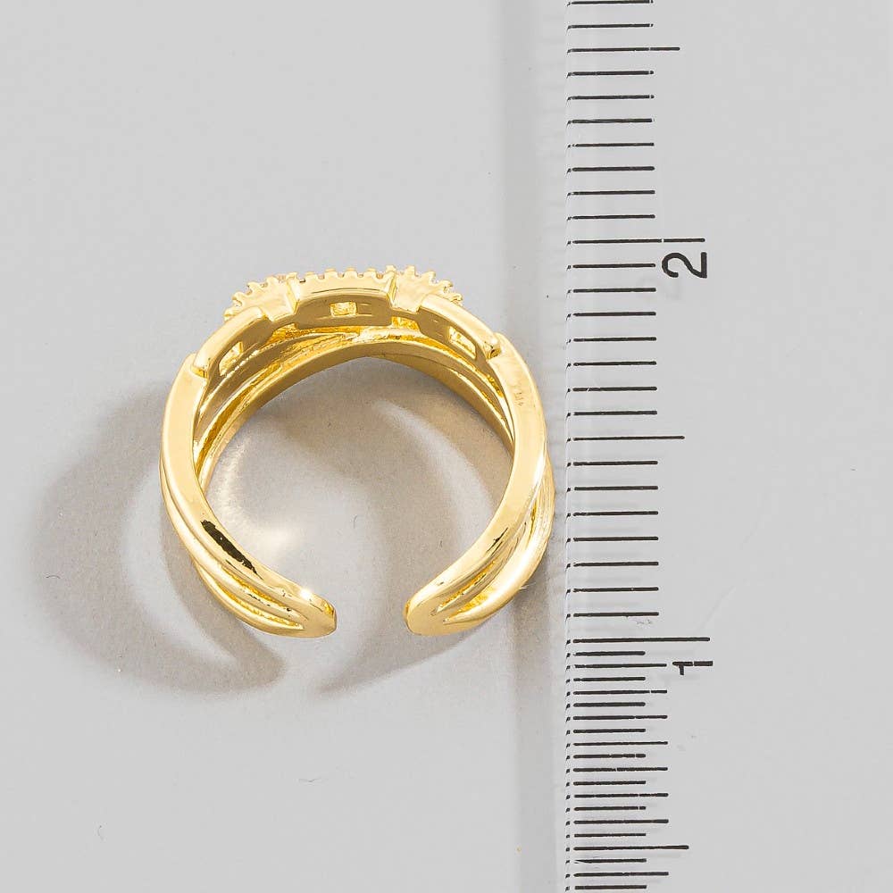 Three Row Twist Cz Ring