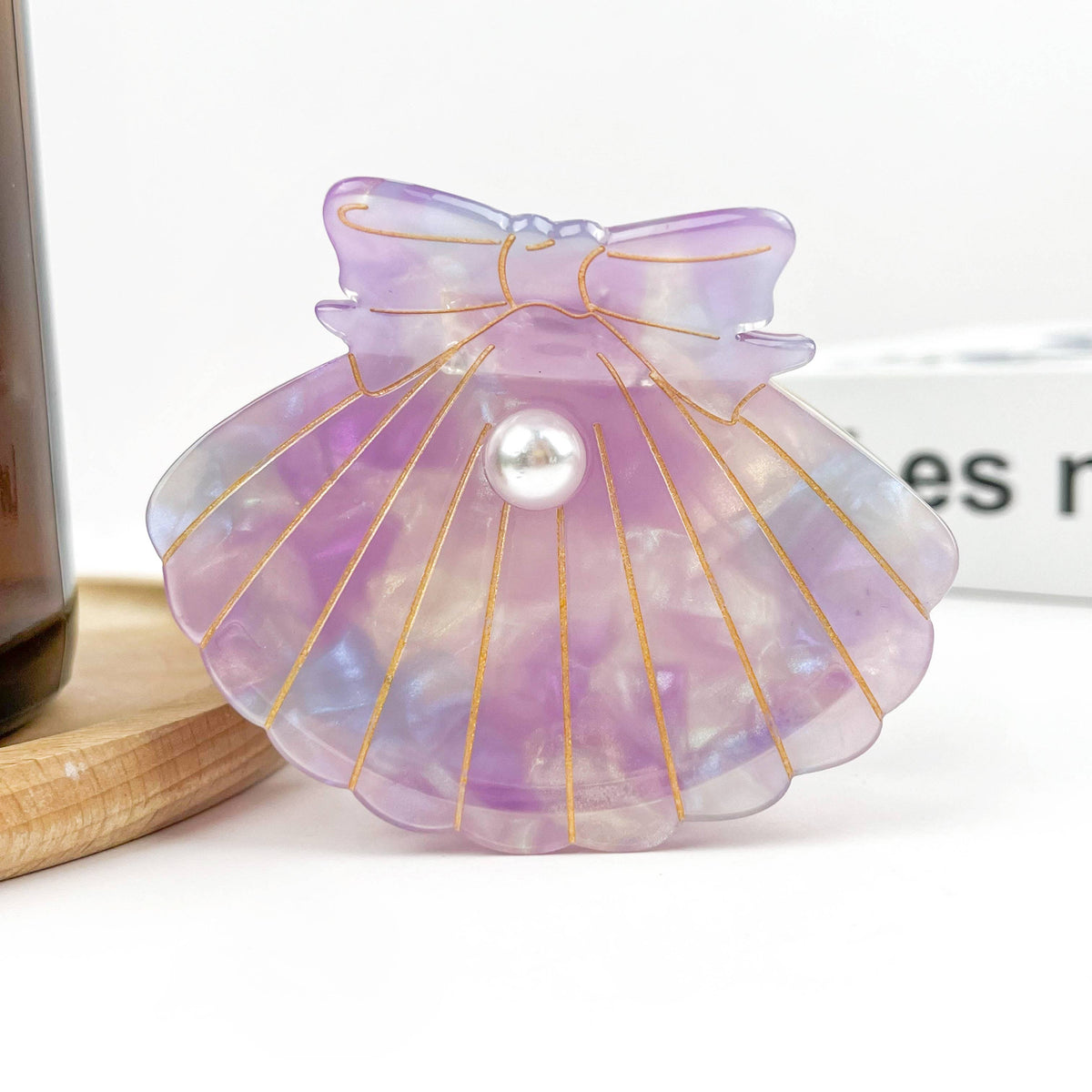 Purple Seashell Hair Claw Clip, Acetate Hair Clip