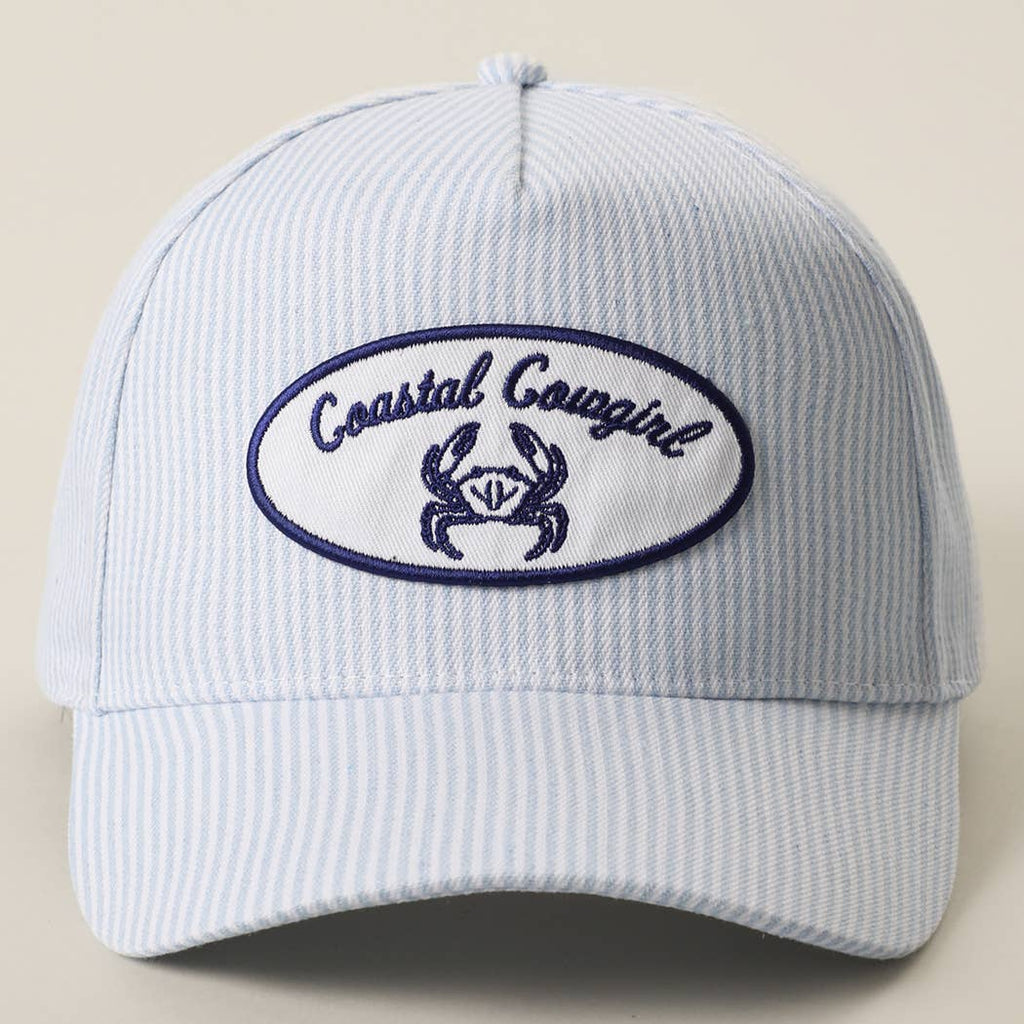 Coastal Cowgirl Crab Patch Seersucker Stripe Trucker Hat
